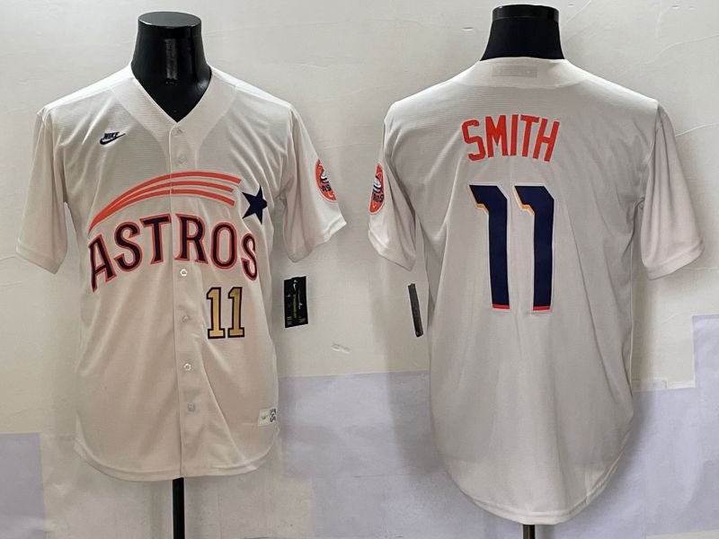 Men Houston Astros #11 Smith Cream Five generations Joint Name 2025 Nike MLB Jersey style 2->houston astros->MLB Jersey
